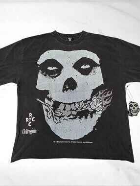 Civil Regime Mistfits Pink Rhinestone Rose Fiend Flicker Dungeon Tee • Large